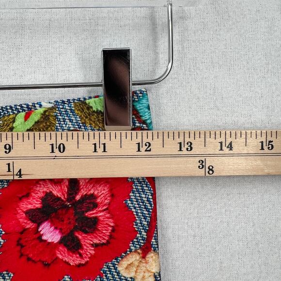 TEREZ Floral Embroidery Denim Print Leggings Womens XS Pull On Low Rise Ankle - Picture 12 of 14